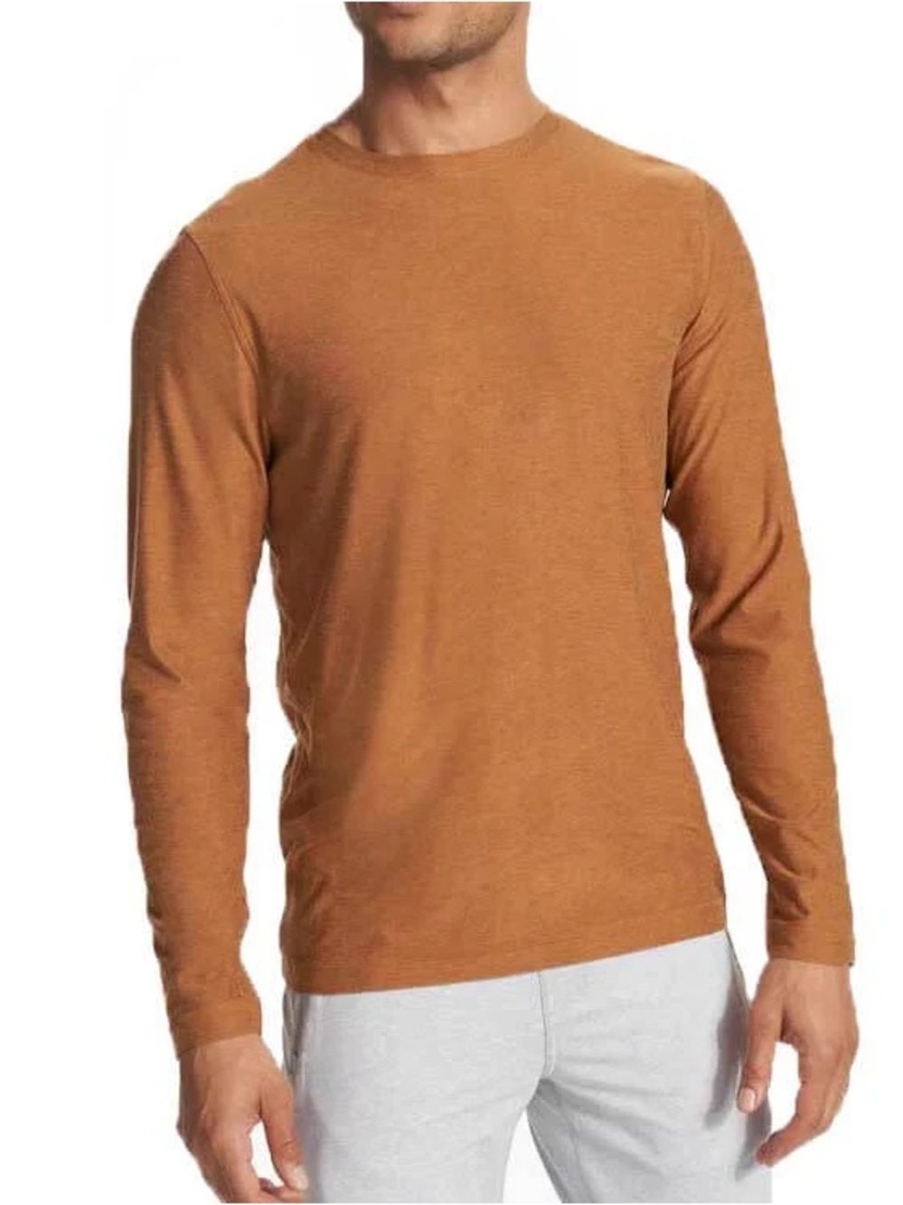 Vuori Mens Small Strato Long Sleeve T-Shirt Heathered Autumn Orange